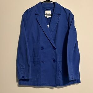 New Madewell Blue Jacket Blazer 100% Cotton Large Pockets NWT Oversized
